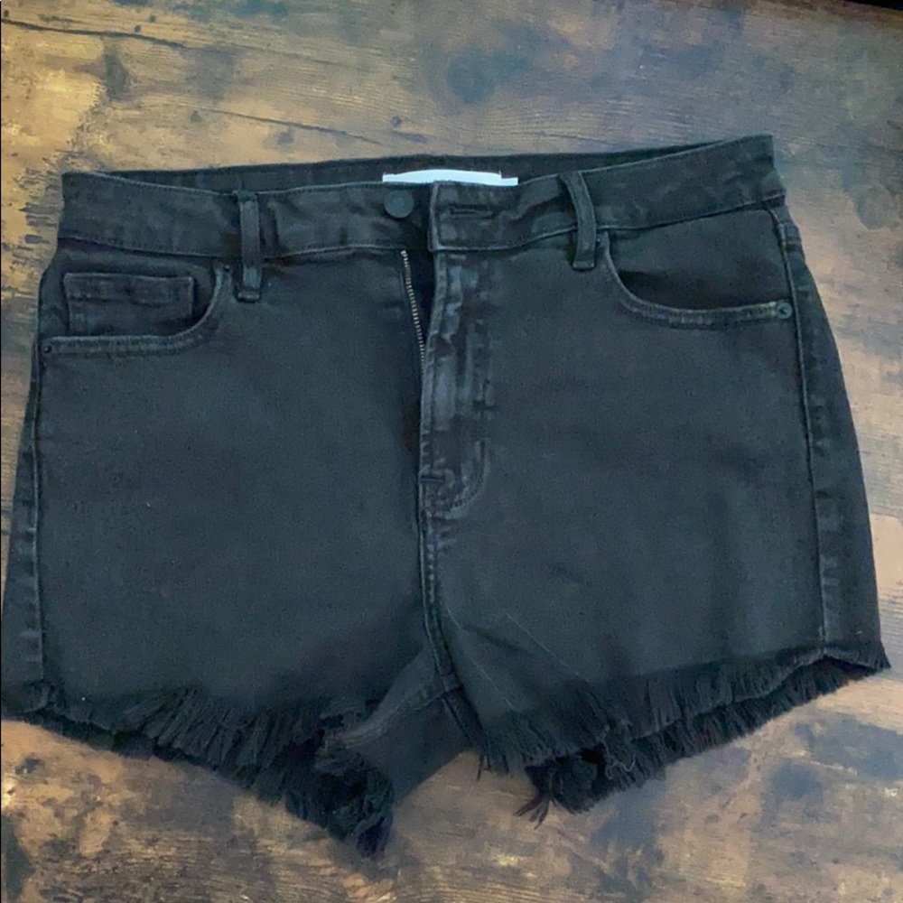 Black denim shorts